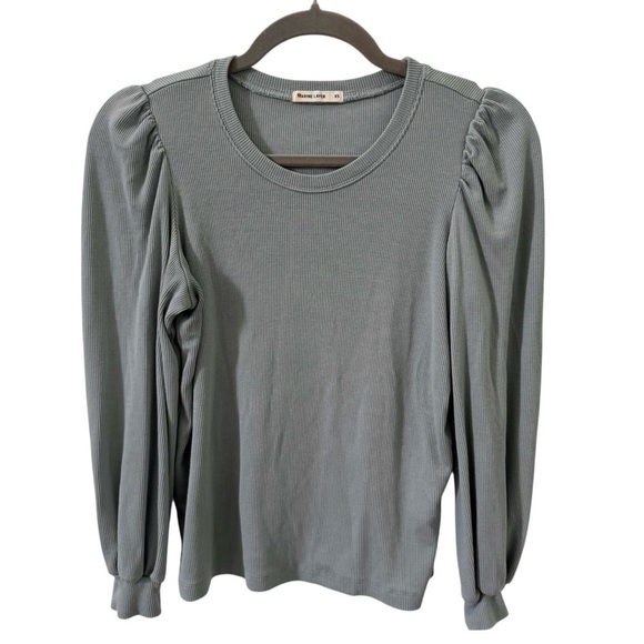 Marine Layer Lexi Rib Puff Sleeve Top in “Slate” Size XS - Picture 3 of 12